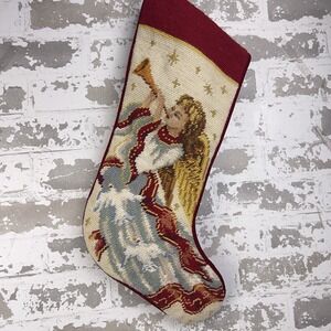 WOOL NEEDLEPOINT XMAS STOCKING HAND MADE ANGEL CHOIR VICTORIAN IMPERIAL ELEGANCE